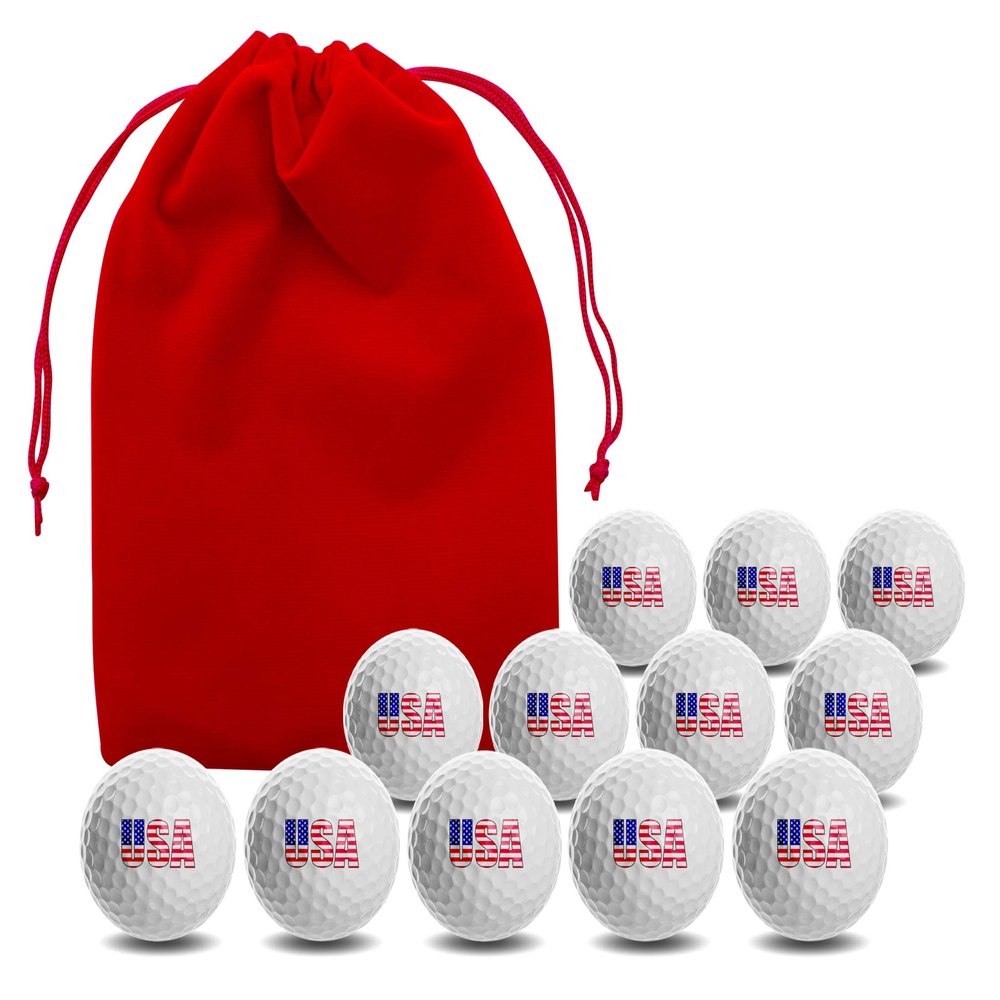 Clip Wipes USA American Flag Golf Balls with Red Accessories Pouch (12PK-USA)