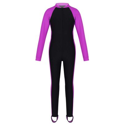 QinCiao Kids Boys Girls One Piece Long Sleeve Sun Protection Rash Guard Swimsuit Full Suit Water Sports Wetsuit UPF 50+ Red Rose 6-7