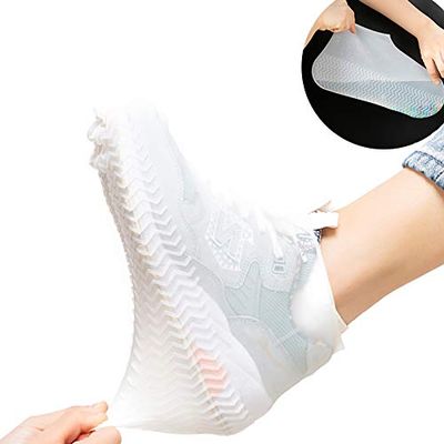 N A Boots Waterproof Shoe Cover Silicone Material Unisex Overshoes Reusable Protectors Rain Boots Non-Slip Washable Material Unisex (White, Small)