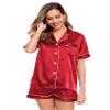 LecGee Womens Pajamas Set Silk Satin Sleepwear Short Sleeve Nightwear Button Down Pj Lounge view 2