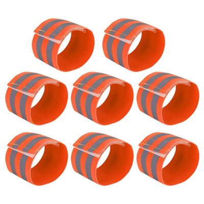 X AUTOHAUX 8 Pcs Reflective Bands for Wrist Reflective Wristbands High Visibility Night Safety Cycling Riding Reflector Tape Straps Bracelet Orange
