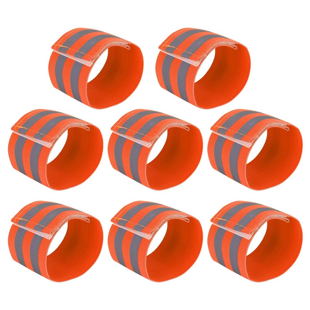 X AUTOHAUX 8 Pcs Reflective Bands for Wrist Reflective Wristbands High Visibility Night Safety Cycling Riding Reflector Tape Straps Bracelet Orange