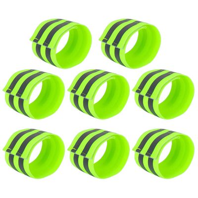 X AUTOHAUX 8 Pcs Reflective Bands for Wrist Reflective Wristbands High Visibility Night Safety Cycling Riding Reflector Tape Straps Bracelet Green