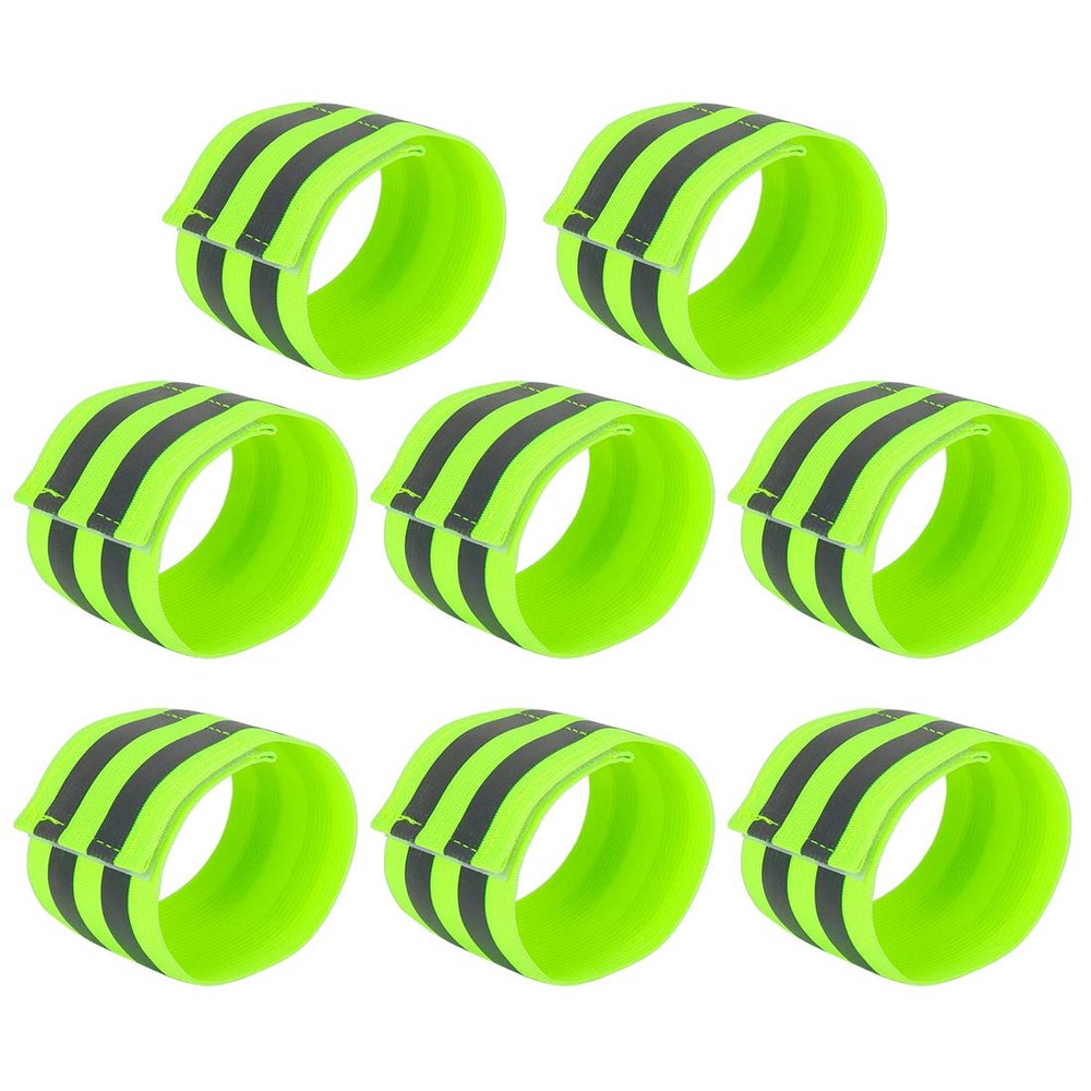 X AUTOHAUX 8 Pcs Reflective Bands for Wrist Reflective Wristbands High Visibility Night Safety Cycling Riding Reflector Tape Straps Bracelet Green