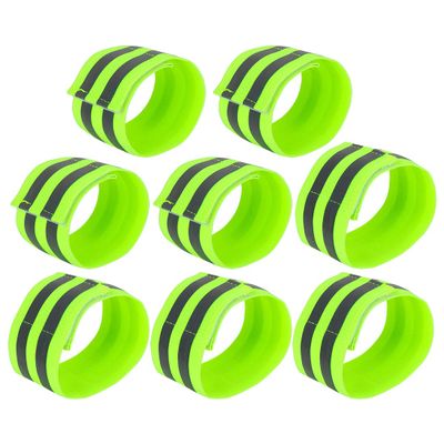 X AUTOHAUX 8pcs Reflective Bands for Wrist Ankle Reflective Wristbands Slaps High Visibility Night Cycling Riding Reflector Tape Straps Bracelet Green