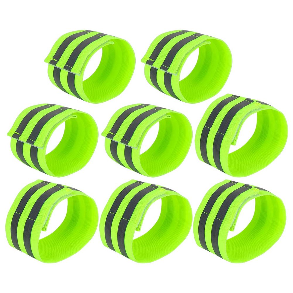 X AUTOHAUX 8pcs Reflective Bands for Wrist Ankle Reflective Wristbands Slaps High Visibility Night Cycling Riding Reflector Tape Straps Bracelet Green