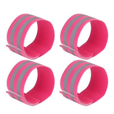 X AUTOHAUX 4 Pcs Reflective Bands for Ankle Reflective Slaps High Visibility Night Safety Cycling Riding Reflector Tape Pink