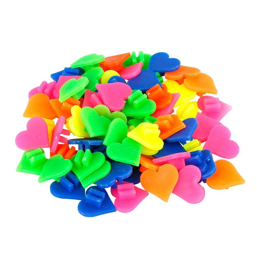 X AUTOHAUX 70pcs Bike Bicycle Wheel Spoke Bead Decoration Heart Shaped Plastic Bead Clip Multicolor