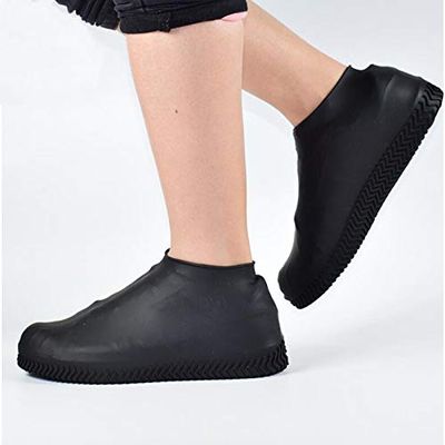 N A Boots Waterproof Shoe Cover Silicone Material Unisex Overshoes Reusable Protectors Rain Boots Non-Slip Washable Material Unisex (Blank, Large)