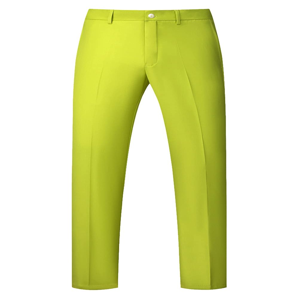 UNINUKOO Mens Dress Pants Slim Fit Solid Color Skinny Trousers Classic Business Casual Wedding Suit Pants US Size 32W x 31L Grass Green