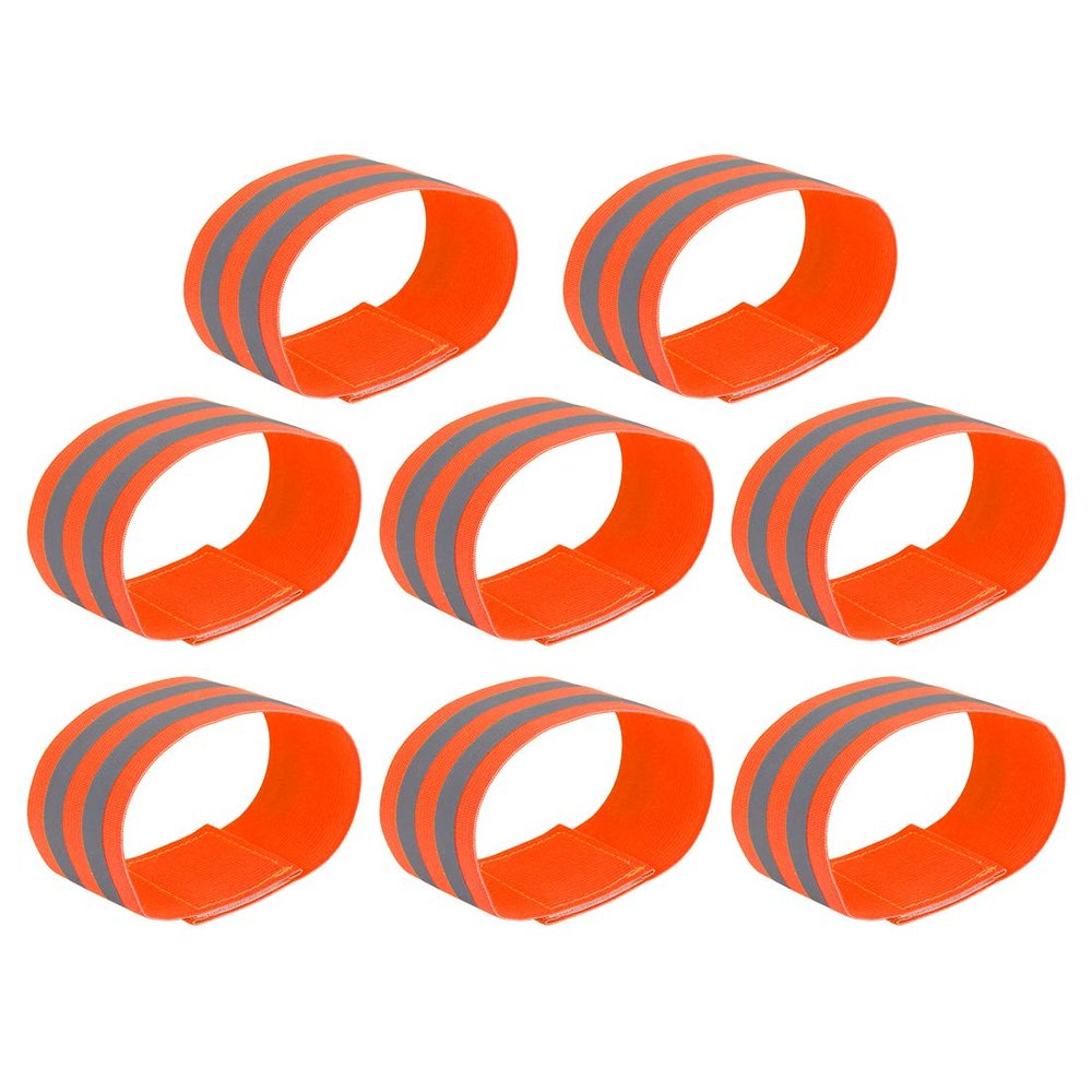 X AUTOHAUX 8pcs Reflective Bands for Arm Reflective Armbands High Visibility Night Cycling Riding Reflector Tape Straps Bracelet Orange