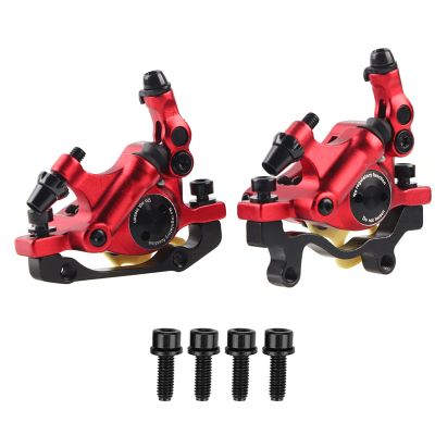 T best Hydraulic Disc Brake, HB-100 Bike Aluminium Alloy Mechanical Disc Brake Front Rear Mountain Bicycle Disc Brake Assembled Set(red)