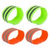 X AUTOHAUX 4pcs Reflective Bands for Arm Reflective Armbands High Visibility Night Cycling Riding Reflector Tape Straps Bracelet Green Orange view 1