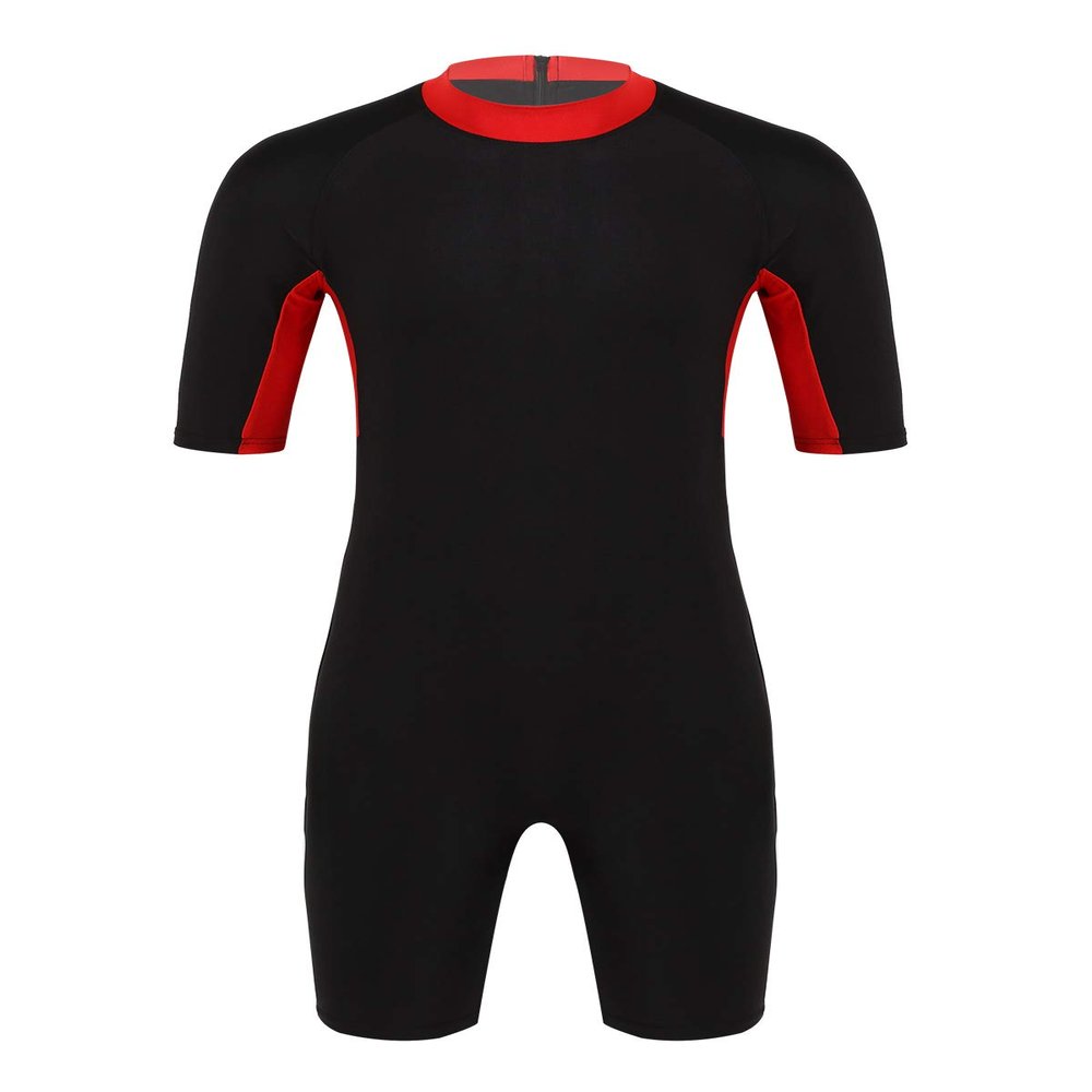 FEESHOW Women's Mens One Piece Rash Guard Full Body Swimsuit Wetsuit Sun Protection Dive Skin Surf Suit Red XL