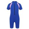 QinCiao Kids Boys One Piece Rash Guard Swimsuit Short Sleeve Water Sports Swimwear Sun Protection Bathing Suit Blue 10-12 view 1