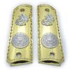 1911 Grips Gold Nickel Plated Full Size Aztec Ambi Safety Cut Grips view 1