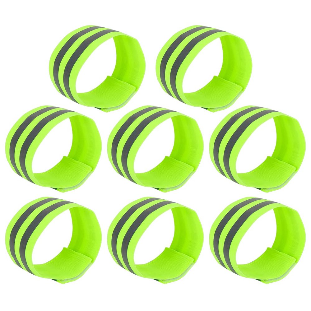 X AUTOHAUX 8pcs Reflective Bands for Arm Reflective Armbands High Visibility Night Cycling Riding Reflector Tape Straps Bracelet Green