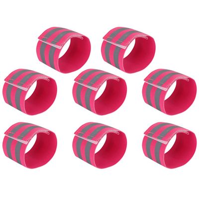 X AUTOHAUX 8 Pcs Reflective Bands for Wrist Reflective Wristbands High Visibility Night Safety Cycling Riding Reflector Tape Straps Bracelet Pink