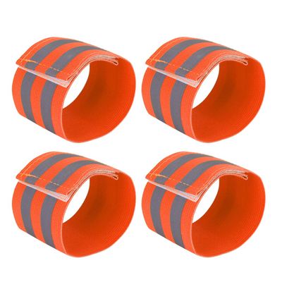 X AUTOHAUX 4 Pcs Reflective Bands for Wrist Reflective Wristbands High Visibility Night Safety Cycling Riding Reflector Tape Straps Bracelet Orange