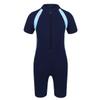 QinCiao Kids Boys One Piece Rash Guard Swimsuit Short Sleeve Water Sports Swimwear Sun Protection Bathing Suit Navy Blue 10-12 view 1