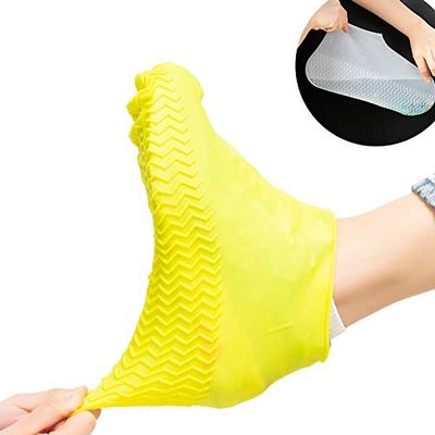 N A Boots Waterproof Shoe Cover Silicone Material Unisex Overshoes Reusable Protectors Rain Boots Non-Slip Washable Material Unisex (Yellow, Large)