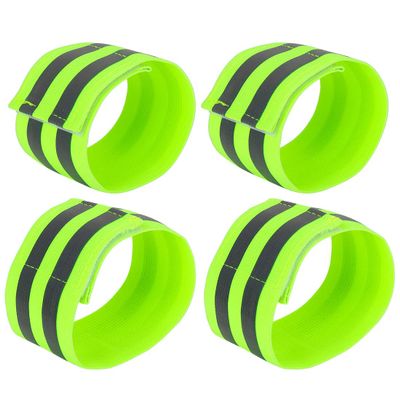X AUTOHAUX 4pcs Reflective Bands for Wrist Ankle Reflective Wristbands Slaps High Visibility Night Cycling Riding Reflector Tape Straps Bracelet Green