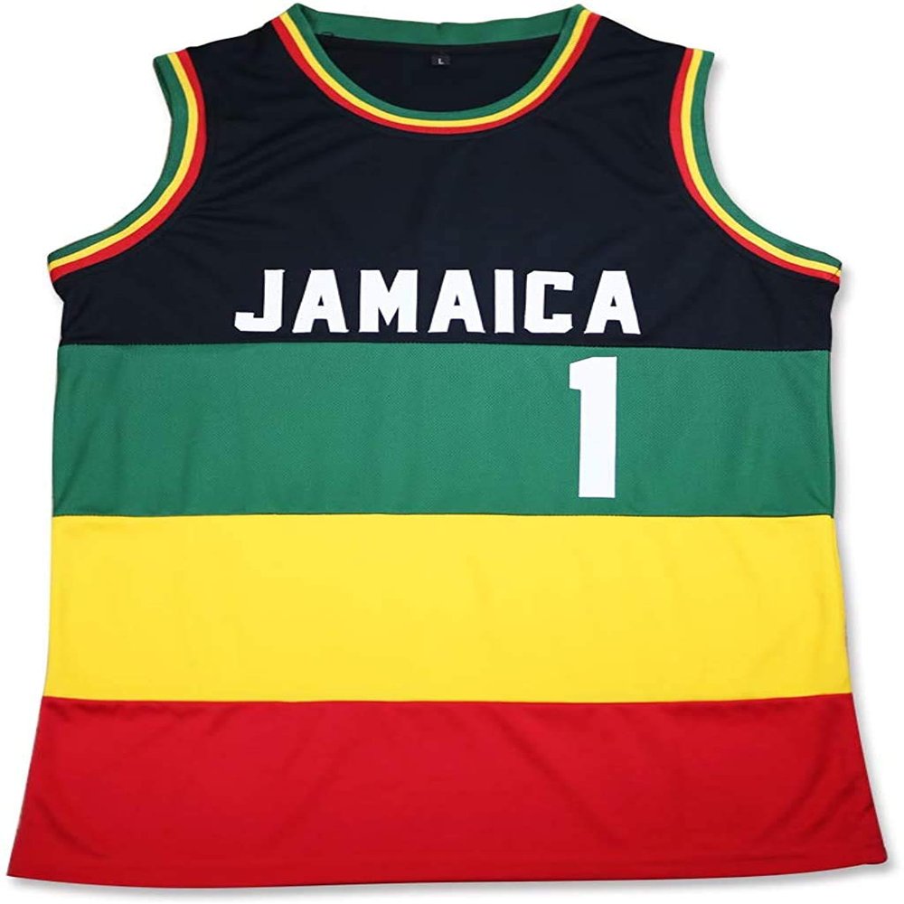 borizcustoms Jamaica 1 Basketball Jersey Stitch Rasta Stitch (54) Black