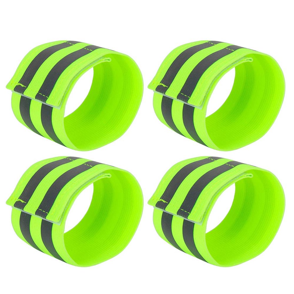 X AUTOHAUX 4 Pcs Reflective Bands for Wrist Reflective Wristbands High Visibility Night Safety Cycling Riding Reflector Tape Straps Bracelet Green