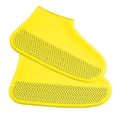 N A Waterproof Shoe Covers Silicone Case Rain Boot Reusable Portable Non-Slip Slip-Resistant Protector Rain Boot Overshoe (Yellow, L)
