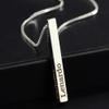 925 Sterling Silver Personalized 4 Sides Vertical Bar Pendant Necklace Custom Made with Any Message Text (925 Sterling Silver) view 3