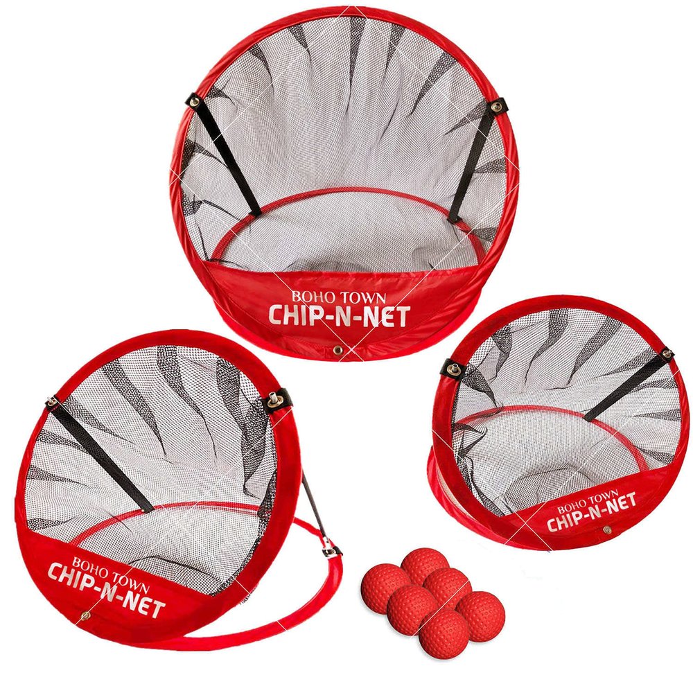 Golf Chip-N-Net Sports 3 Piece Chipping Nets Target Practice Set with Accessories Including 12 Practice Golf Balls and a Complimentary Carrying Case for Indoor and Outdoor Use