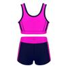 Hularka Kids Girls Athletics Tankini Set 2PCS Swimsuit Bathing Suit Set Tops with Bottoms Swimwear Swim Outfits Beachwear Rose Red 3-4 view 1