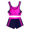 Hularka Kids Girls Athletics Tankini Set 2PCS Swimsuit Bathing Suit Set Tops with Bottoms Swimwear Swim Outfits Beachwear Rose Red 3-4 view 3