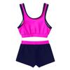 Hularka Kids Girls Athletics Tankini Set 2PCS Swimsuit Bathing Suit Set Tops with Bottoms Swimwear Swim Outfits Beachwear Rose Red 3-4 view 4