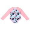 Freebily Kids Girls Long Sleeve One-Piece Flower Printed Front Zipper Swimsuit Rash Guard Tshirt with UPF 50+ Sun Protection Pink 10 view 3