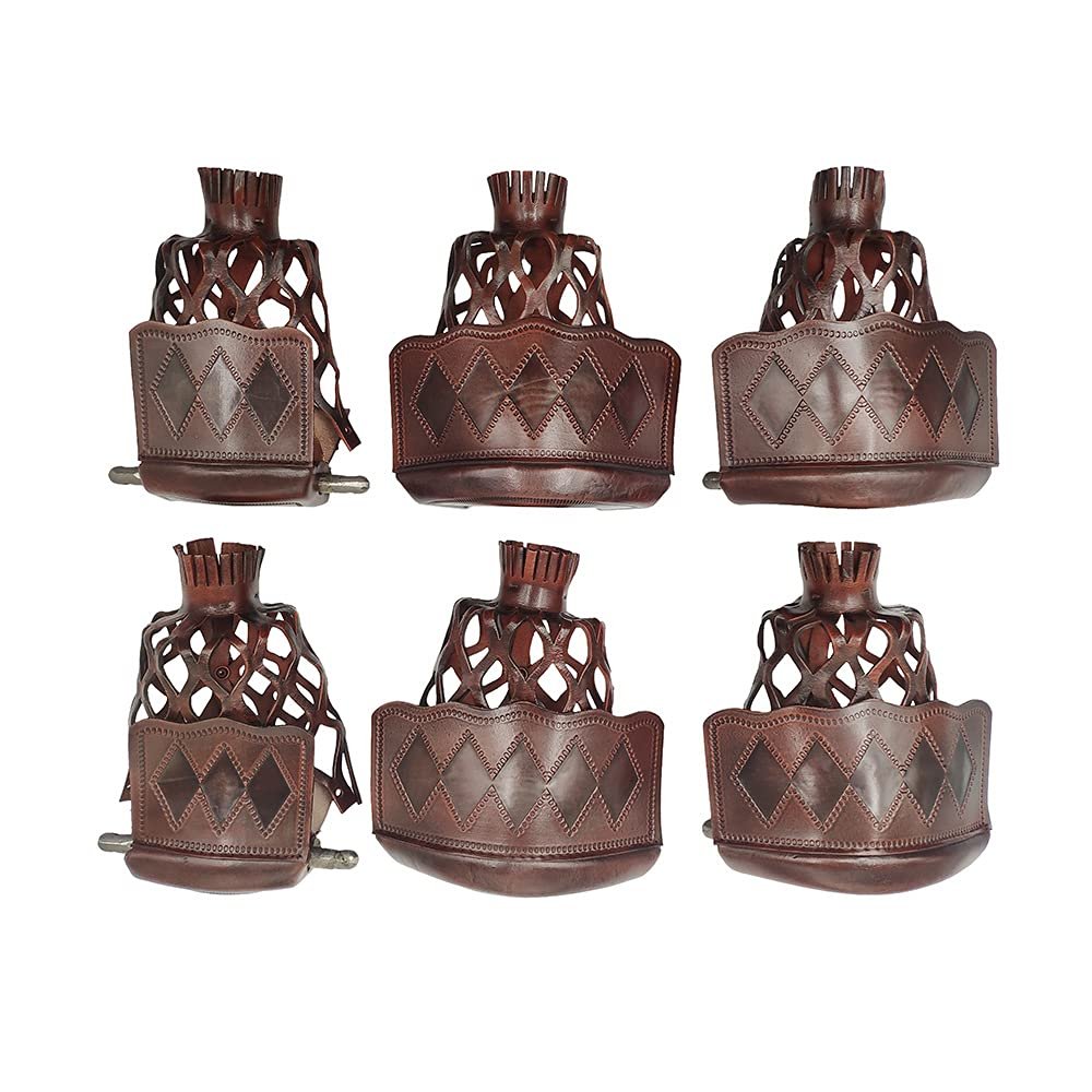 Pool Table Leather Pockets Diamond Pattern Shield, Leather Billiard Pockets Made with Real Leather, Set of 6,Walnut