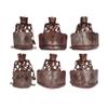 Pool Table Leather Pockets Diamond Pattern Shield, Leather Billiard Pockets Made with Real Leather, Set of 6,Walnut view 1