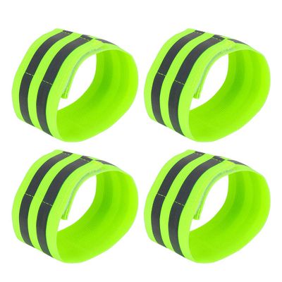 X AUTOHAUX 4 Pcs Reflective Bands for Ankle Reflective Slaps High Visibility Night Safety Cycling Riding Reflector Tape Green