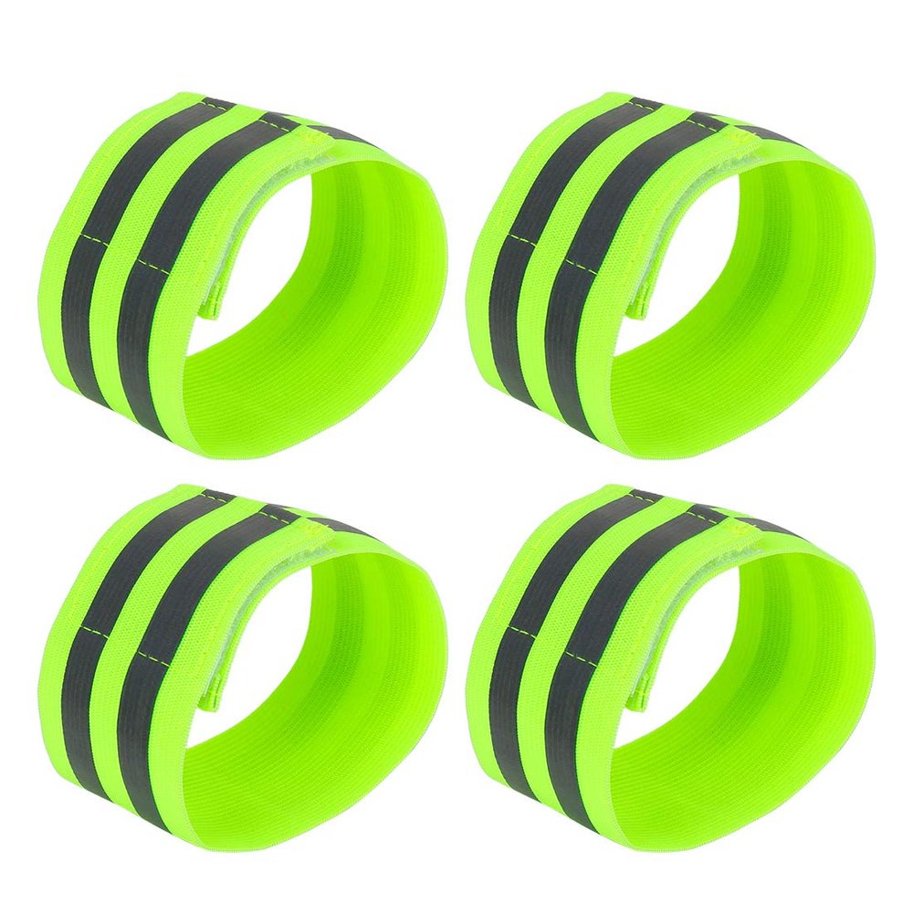 X AUTOHAUX 4 Pcs Reflective Bands for Ankle Reflective Slaps High Visibility Night Safety Cycling Riding Reflector Tape Green