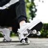 Automatic Walking Shoes Invisible Roller Skate 2 in 1 Removable Pulley Skates Skating Double-Row Deform Wheel Deformation (Low Waist Silver, US 6.5) view 2