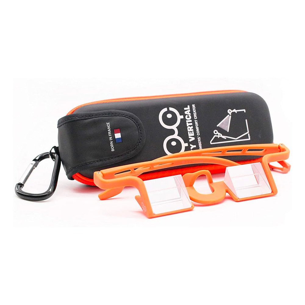 YY Vertical - Belay Glasses for Rock Climbing Plasfun Evo Orange Edition Sporty Look Enlarged prisms Sturdy and Comfortable