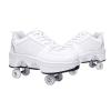 Automatic Walking Shoes Invisible Roller Skate 2 in 1 Removable Pulley Skates Skating Double-Row Deform Wheel Deformation (Low Waist Silver, US 9) view 1