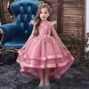 FMYFWY Girls Embroidery High Low Tulle Dresses Cap Sleeves Princess Wedding Birthday Pageant Formal Party Evening Dance Gown Dusty Rose 11-12T view 2