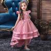 FMYFWY Girls Embroidery High Low Tulle Dresses Cap Sleeves Princess Wedding Birthday Pageant Formal Party Evening Dance Gown Dusty Rose 11-12T view 3