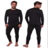 Men's Thermal Set, Lightweight Ultra Soft Fleece Shirt and Pants,Black,XX-Large view 1