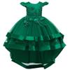 FMYFWY Girls Embroidery High Low Tulle Dresses Cap Sleeves Princess Wedding Birthday Pageant Formal Party Evening Dance Gown Deep Green 11-12T view 1