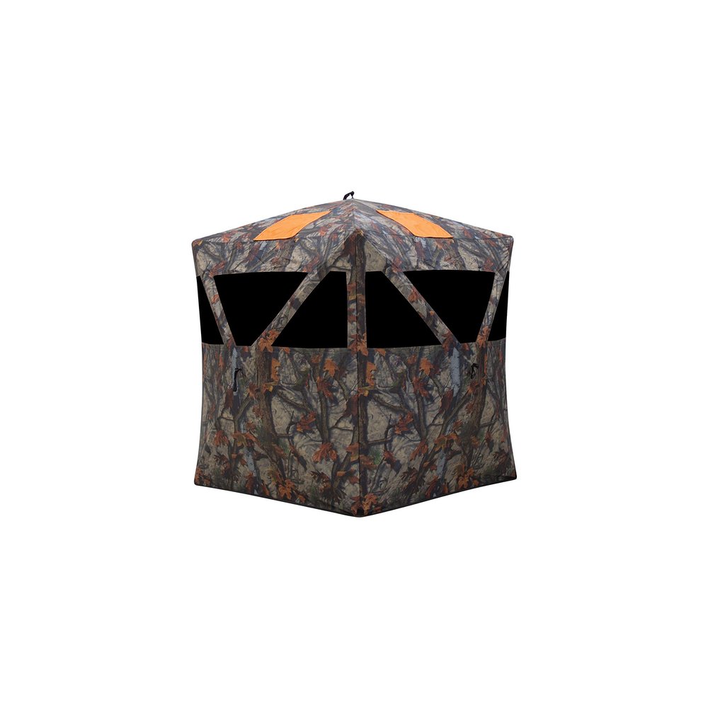 Barronett Blinds Road Runner, Portable Hunting Blind, Pop-Up Hub Blind, Zipperless Windows, Lightweight, 2-Person, Bloodtrail Woodland, 67 x 71 x 71, RR200BT