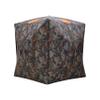 Tag Out Hub Hunting Blind, 3 Person Pop Up Ground Blind, Bloodtrail Woodland Camo and blaze orange safety panels, TA350BT, By Barronett Blinds, 90x90" view 2