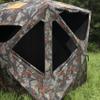 Tag Out Hub Hunting Blind, 3 Person Pop Up Ground Blind, Bloodtrail Woodland Camo and blaze orange safety panels, TA350BT, By Barronett Blinds, 90x90" view 3