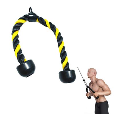 Fitness Nylon Pull Rope, Heavy Duty Coated Nylon Rope with Solid Rubber Ends, Universal Triceps Rope Pull-Down, Bicep Cable, for Fitness, Strength Training,Yellow